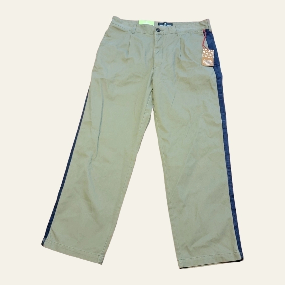 Houston White Chino Pants Sz 34 x 32 Trouser Pant Green NWT T57